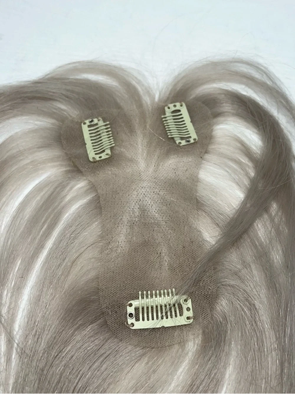 White Blonde Human Hair Ultra Thin 10 Inch Hair Topper with Bangs